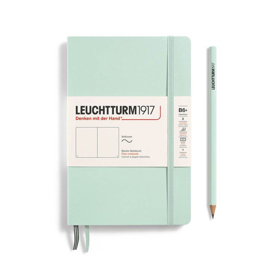 Leuchtturm1917 B6+ Softcover Paperback Notebook - Plain / Mint Green — front cover