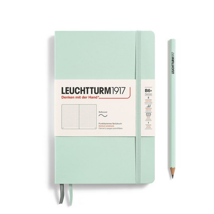 Leuchtturm1917 B6+ Softcover Paperback Notebook - Dotted / Mint Green — front cover