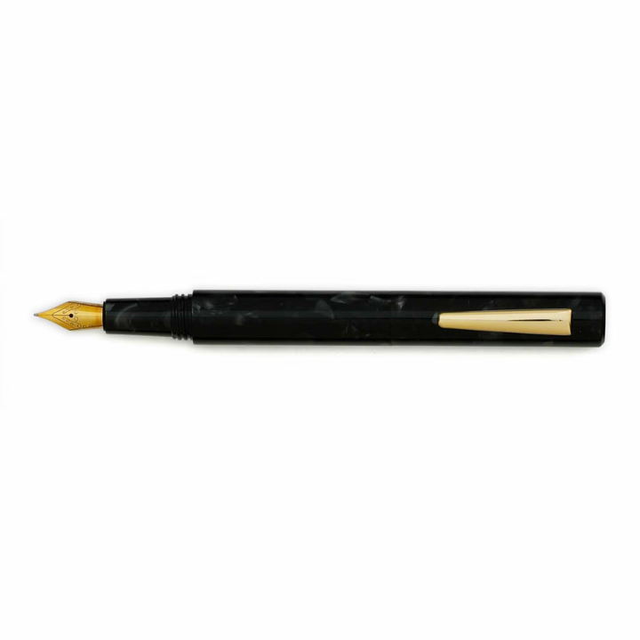 Hightide Attaché Marbled Fountain Pen - Black — nib close-up