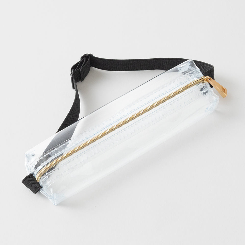 Midori Book Band Pen Case (B6-A5 Size) - Clear A — side view