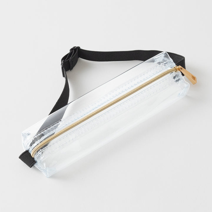 Midori Book Band Pen Case (B6-A5 Size) - Clear A — side view