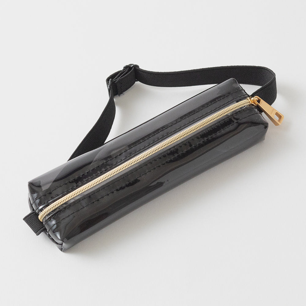 Midori Book Band Pen Case (B6-A5 Size) - Clear Black — side view