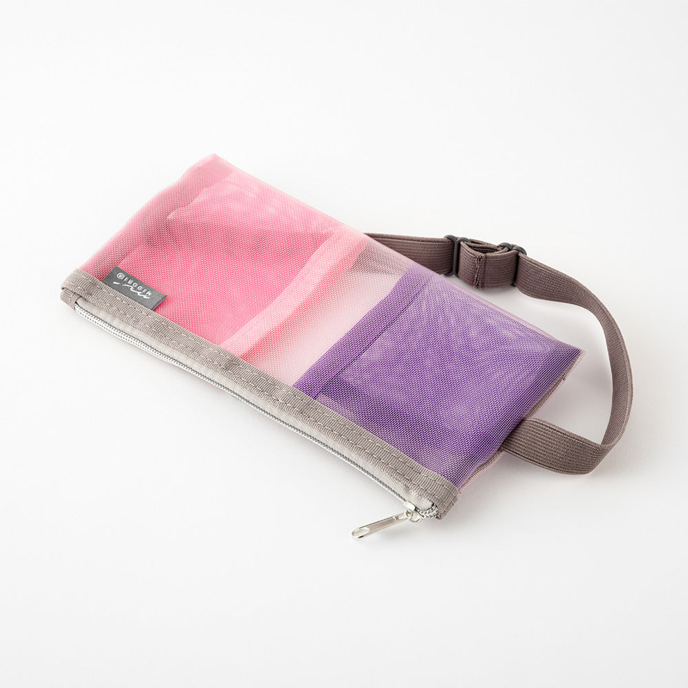 Midori Book Band Pen Case (B6-A5) - Mesh Pink — side view