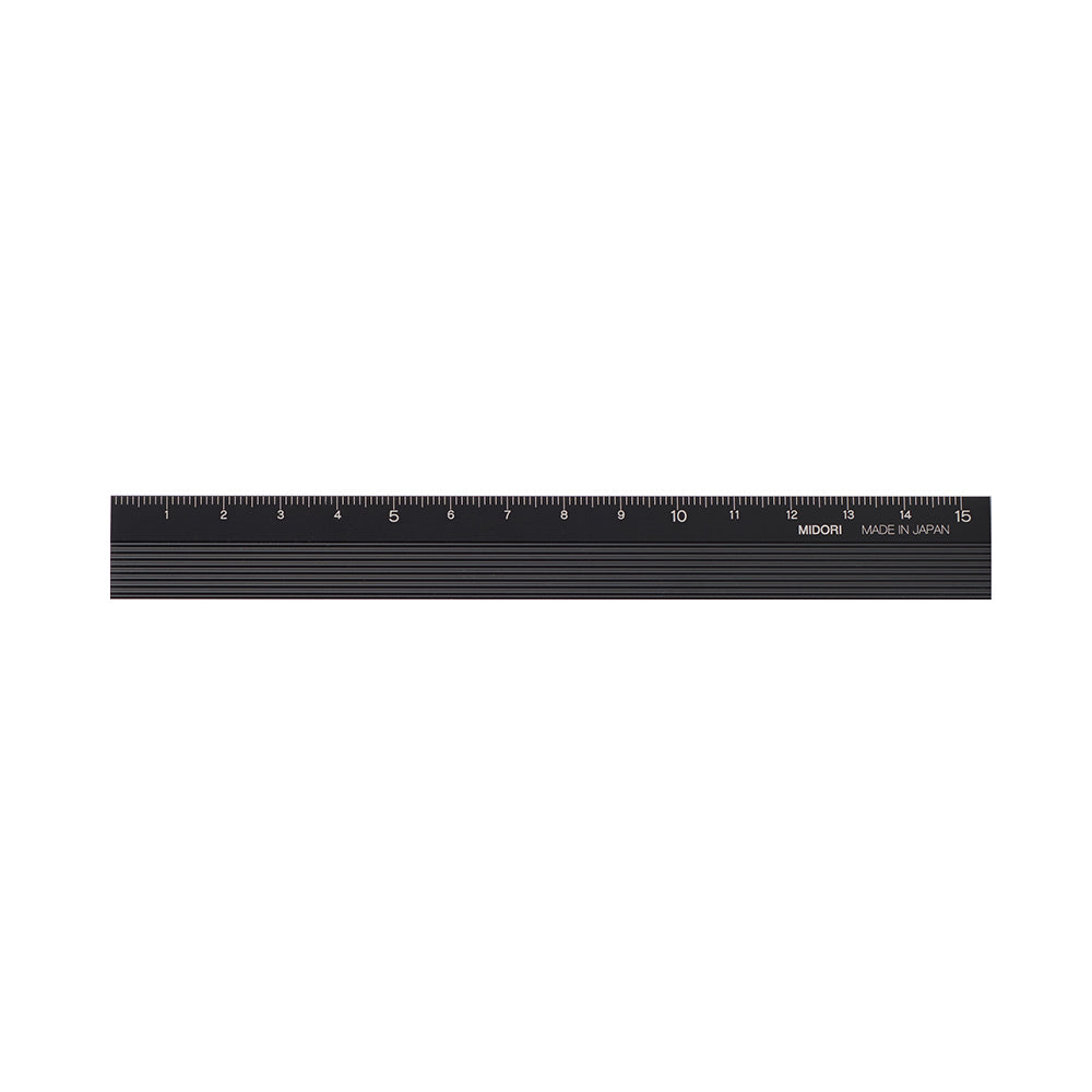Midori Aluminum Ruler 15cm - Black — side view