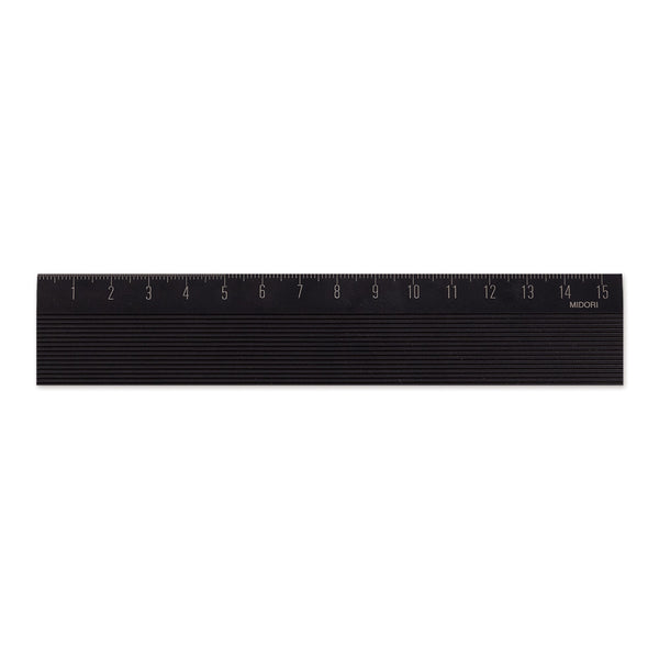 Midori Aluminum Ruler 15cm Non-Slip - Black — front view