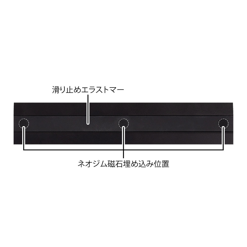 Midori Aluminum Ruler 15cm Non-Slip - Black — close-up