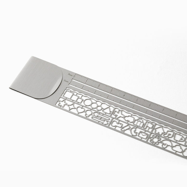 Midori Clip Ruler Silver A — with packaging