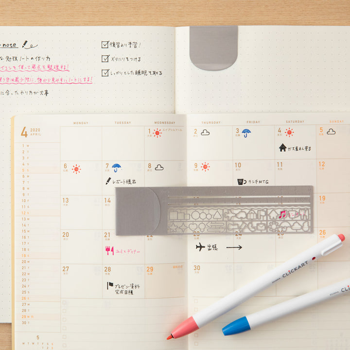 Midori Clip Ruler Silver A — angle view