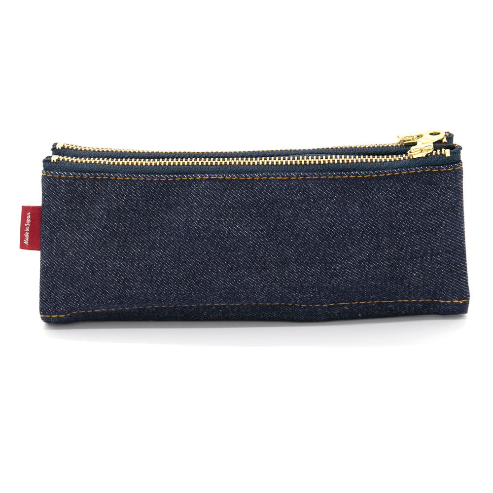 Luddite Authentic Denim Folding Pen Case - Okayama Denim — lead extended