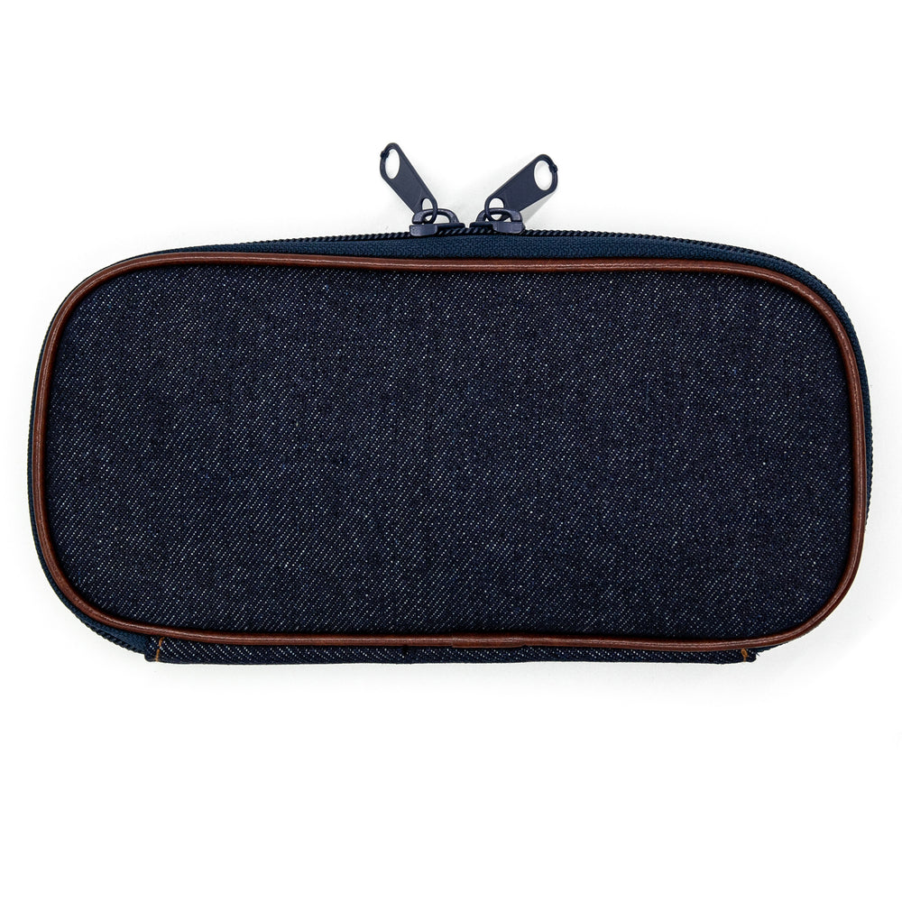 Luddite Round Zip Pencase Okayama Denim - Denim — lead extended