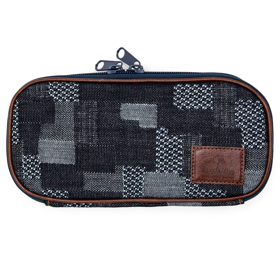 Luddite Round Zip Pencase Okayama Denim - Patchwork — capped