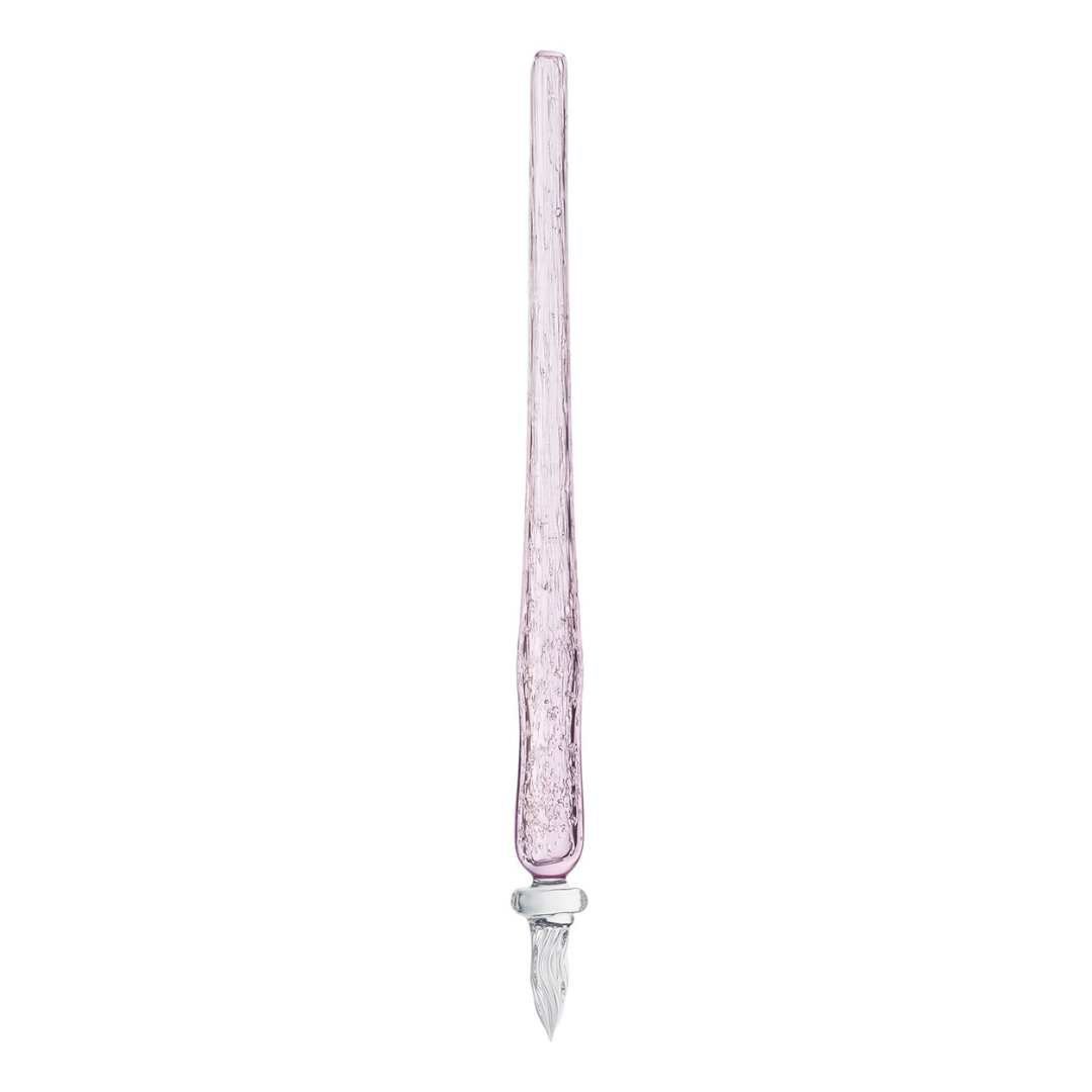 Matsubokkuri Tsubutsubu Glass Fountain Pen - Pink — uncapped with cap posted
