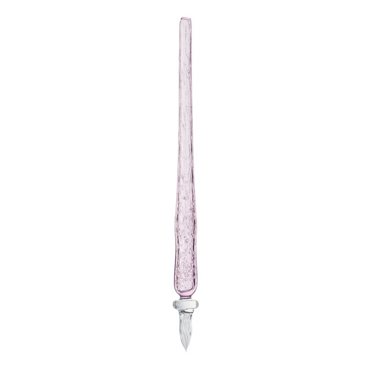 Matsubokkuri Tsubutsubu Glass Fountain Pen - Pink — uncapped with cap posted