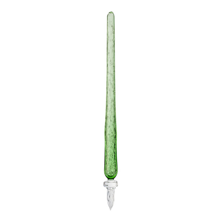 Matsubokkuri Tsubutsubu Glass Fountain Pen - Green — uncapped with cap posted