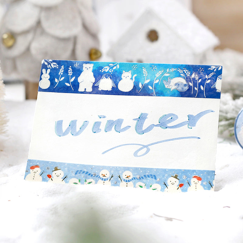 BGM Winter Limited Masking Tape - Snowman Festival — roll side