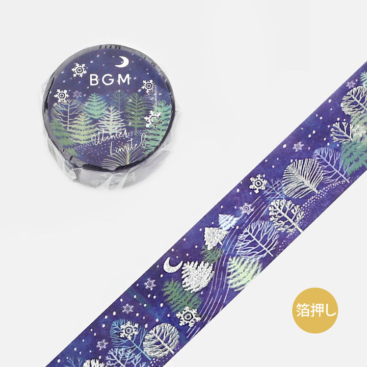 BGM Winter Limited Masking Tape - Snowy Night Forest — applied on surface