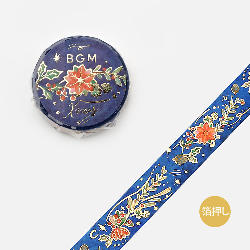 BGM Christmas Limited 2023 Masking Tape - Flower Decoration — roll front