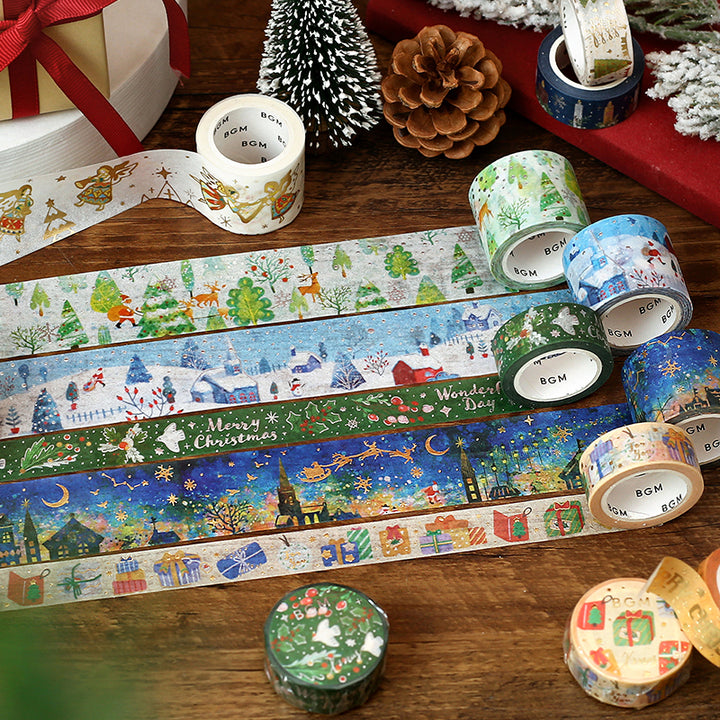 BGM Christmas Limited 2023 Masking Tape - Flower Decoration — roll side
