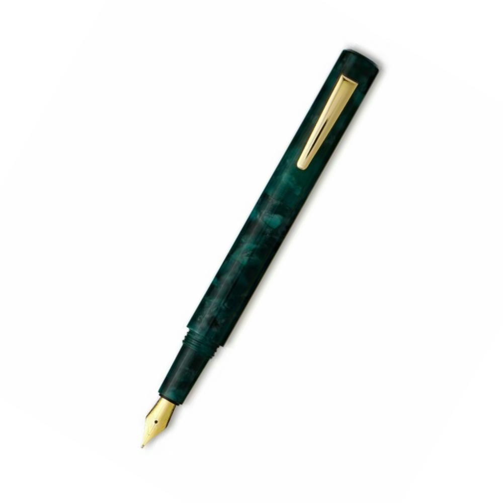 Hightide Attaché Marbled Fountain Pen - Green — capped