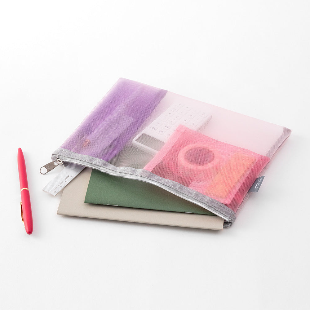 Midori Pen &amp; Tool Pouch Mesh - Pink — with packaging