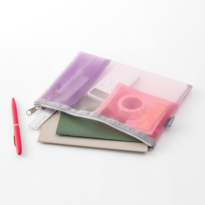 Midori Pen &amp; Tool Pouch Mesh - Pink — with packaging