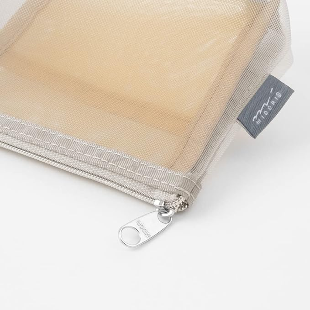 Midori Pen &amp; Tool Pouch Mesh with Gusset - Gray — with packaging