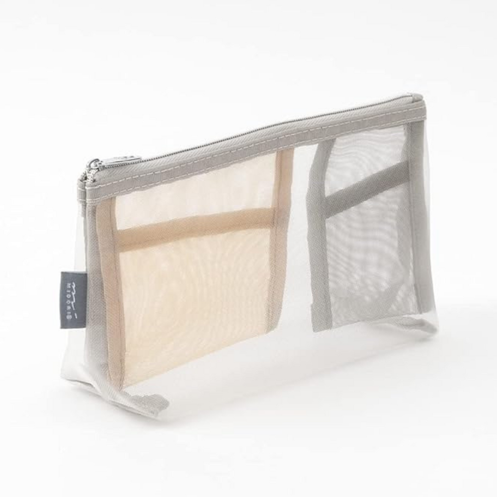 Midori Pen & Tool Pouch Mesh with Gusset - Gray — side view