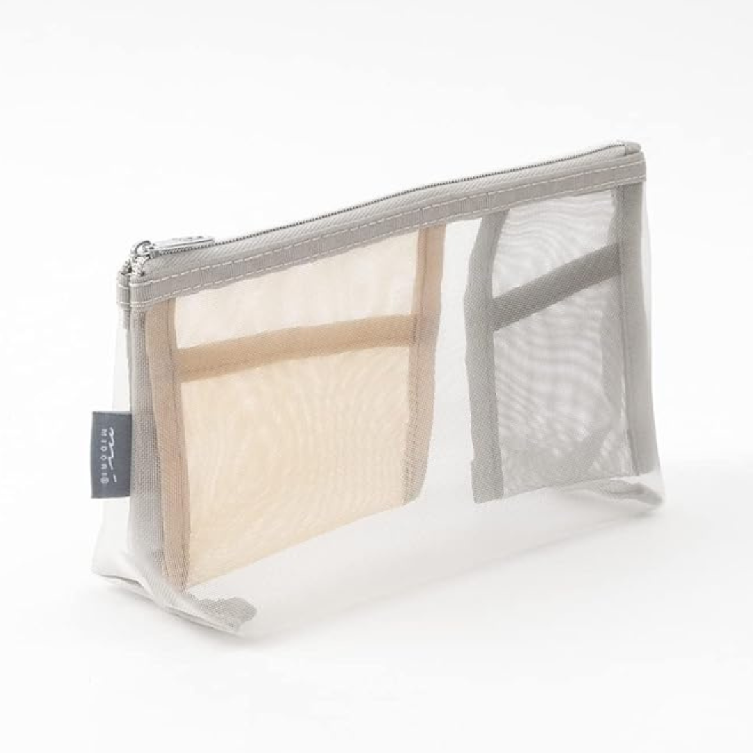Midori Pen &amp; Tool Pouch Mesh with Gusset - Gray — side view