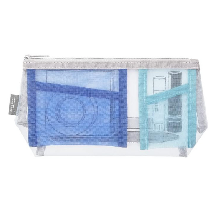Midori Pen &amp; Tool Pouch Mesh with Gusset - Light Blue — front view