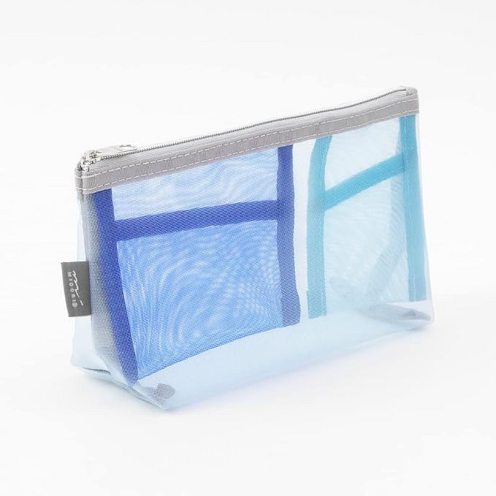 Midori Pen & Tool Pouch Mesh with Gusset - Light Blue — side view