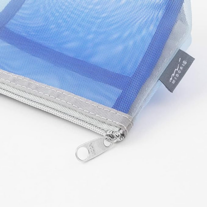 Midori Pen &amp; Tool Pouch Mesh with Gusset - Light Blue — with packaging