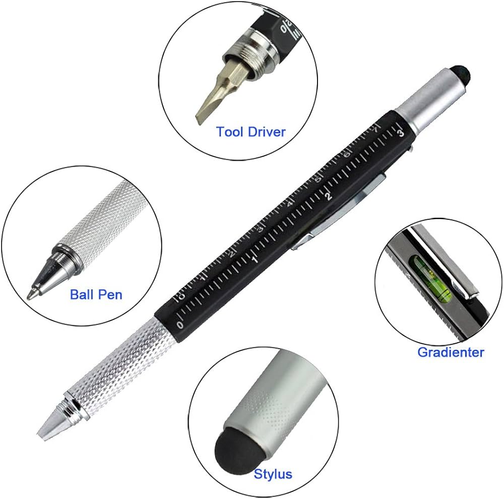 Monteverde S-115 7-in-1 Plastic Tool Ballpoint Pen with Stylus Black — writing at an angle