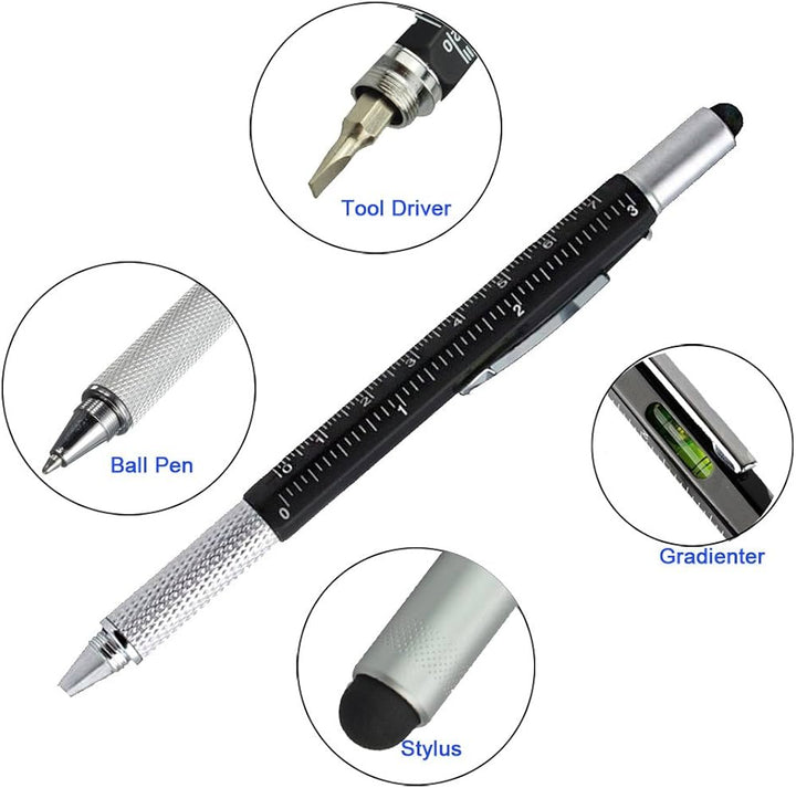 Monteverde S-115 7-in-1 Plastic Tool Ballpoint Pen with Stylus Black — writing at an angle