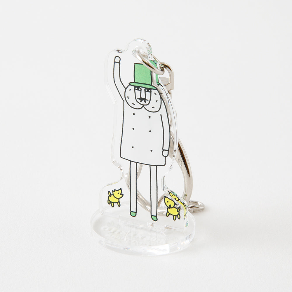 Midori Ojisan 30th Anniversary Acrylic Keychain Hi! — side view