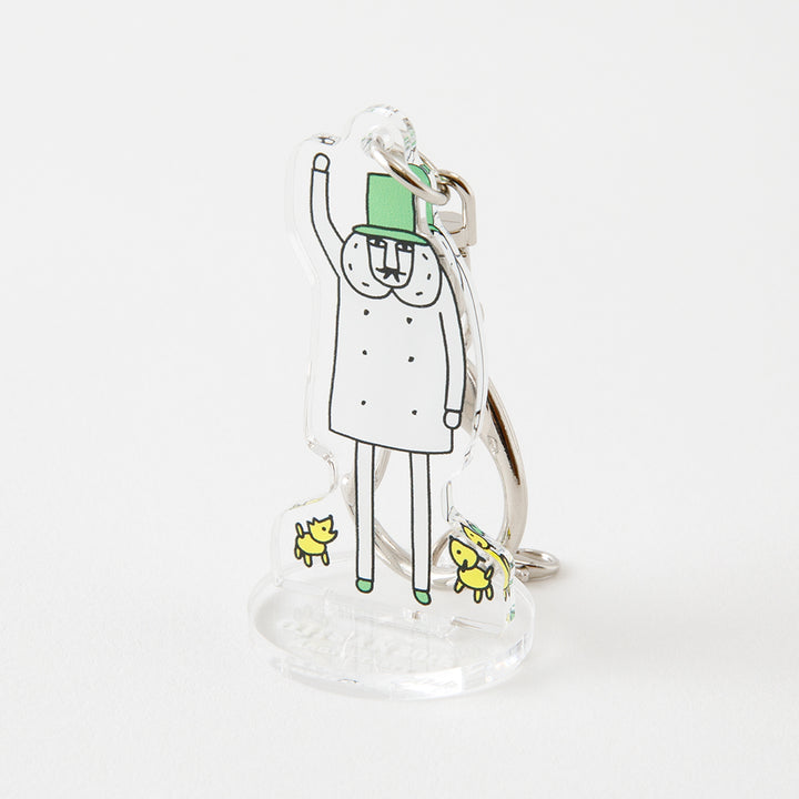 Midori Ojisan 30th Anniversary Acrylic Keychain Hi! — side view