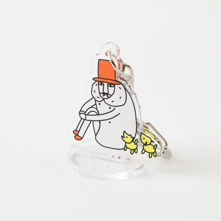 Midori Ojisan 30th Anniversary Acrylic Keychain Sit Cross-Legged — detail view