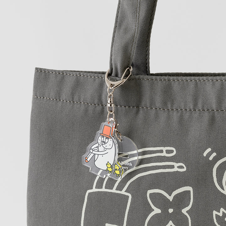 Midori Ojisan 30th Anniversary Acrylic Keychain Sit Cross-Legged — with packaging
