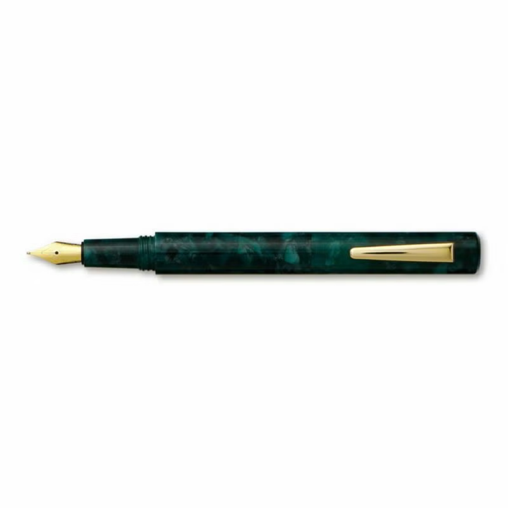 Hightide Attaché Marbled Fountain Pen - Green — nib close-up