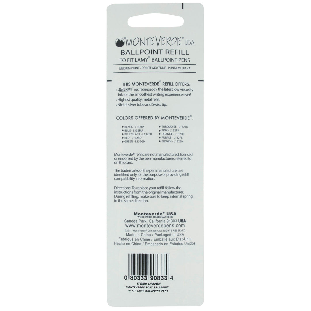 Monteverde Soft Roll Ballpoint Refill To Fit Lamy Ballpoint Pen Blue Black — with packaging