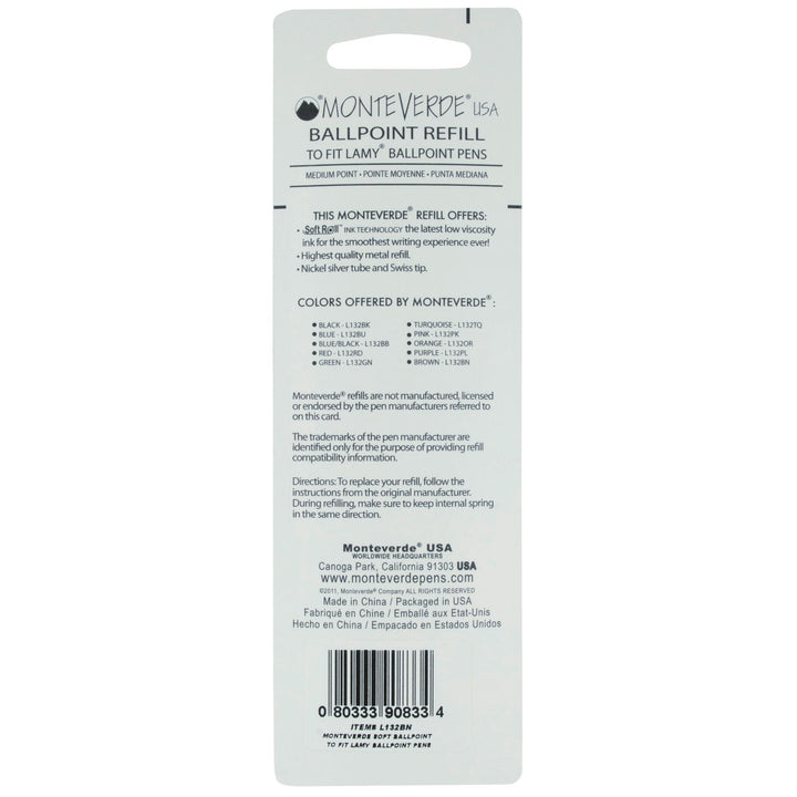 Monteverde Soft Roll Ballpoint Refill To Fit Lamy Ballpoint Pen Blue Black — with packaging