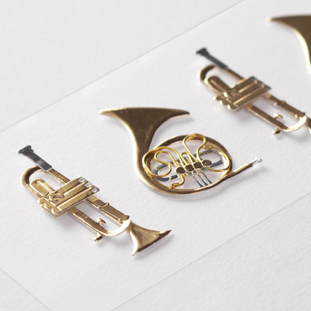 Midori Sticker PaperCraft Museum Sticker 2413 Motif Trumpet — detail view