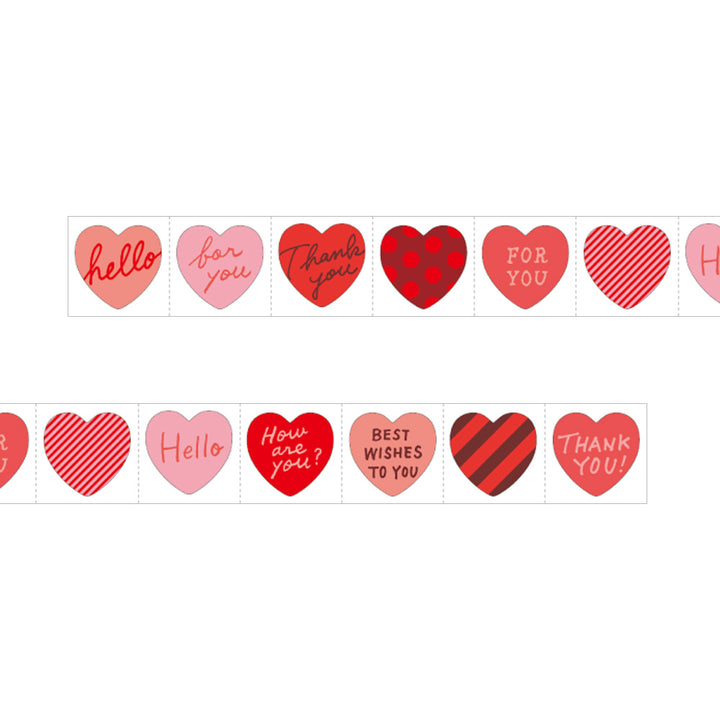 Midori Roll Sticker Metalic Heart Red — detail view
