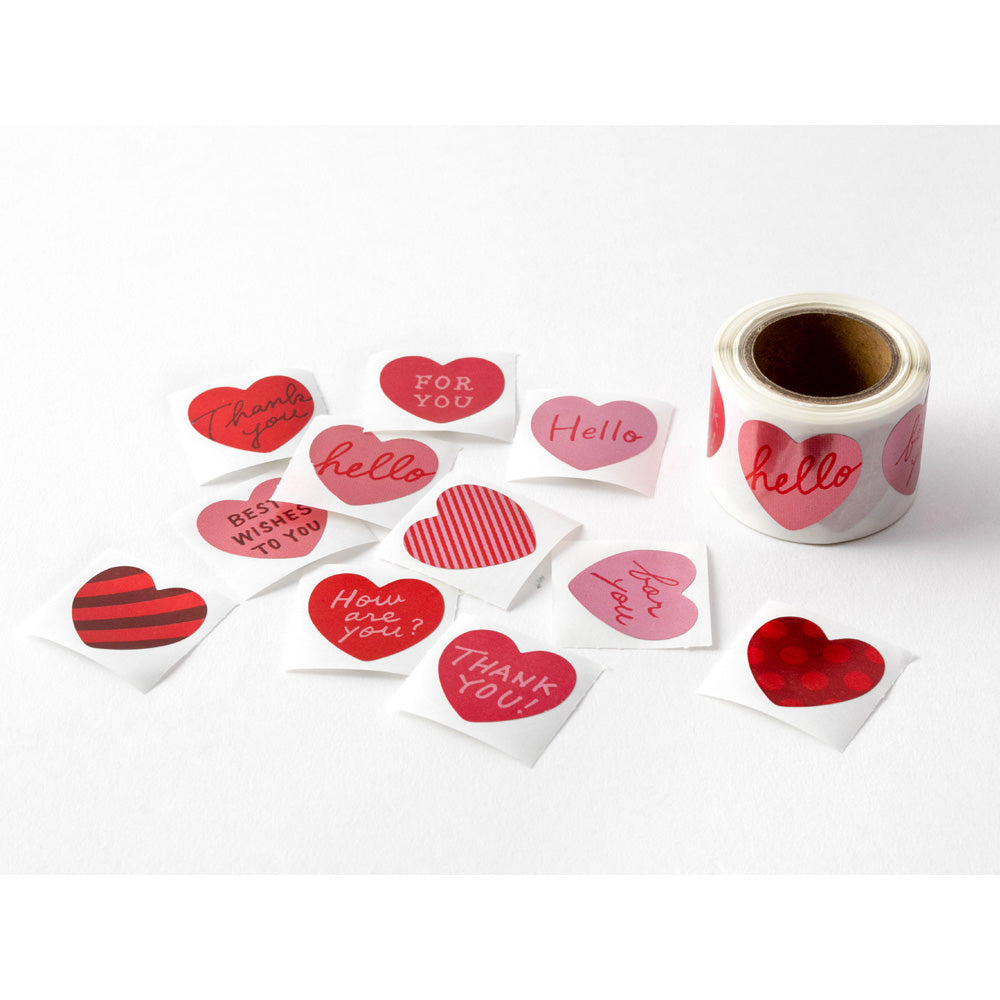 Midori Roll Sticker Metalic Heart Red — front view