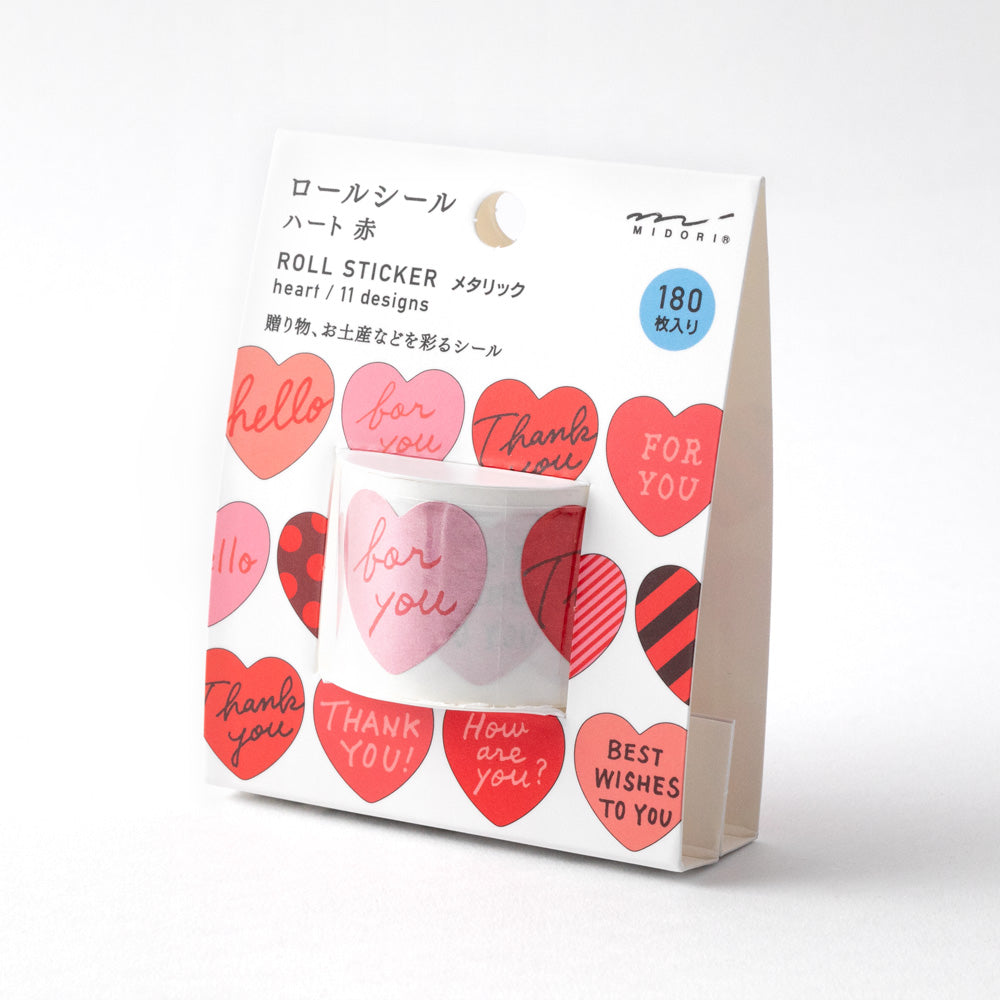 Midori Roll Sticker Metalic Heart Red — in use
