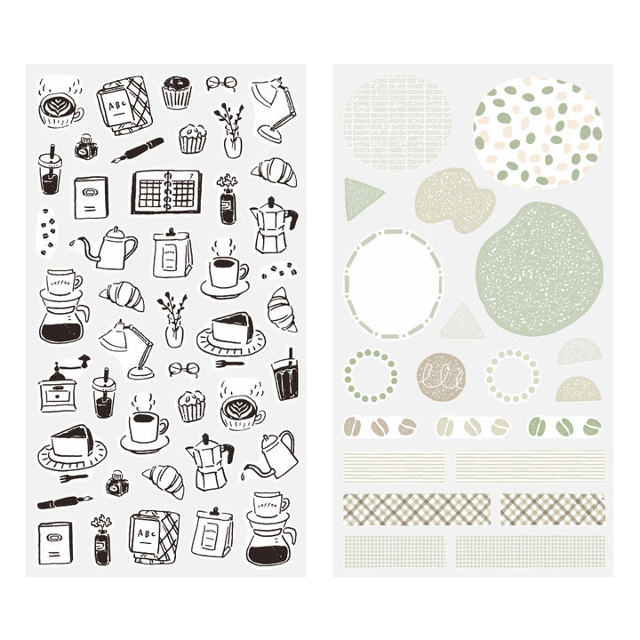 Midori Sticker 2641 (Two Sheets) - Monotone Café — side view