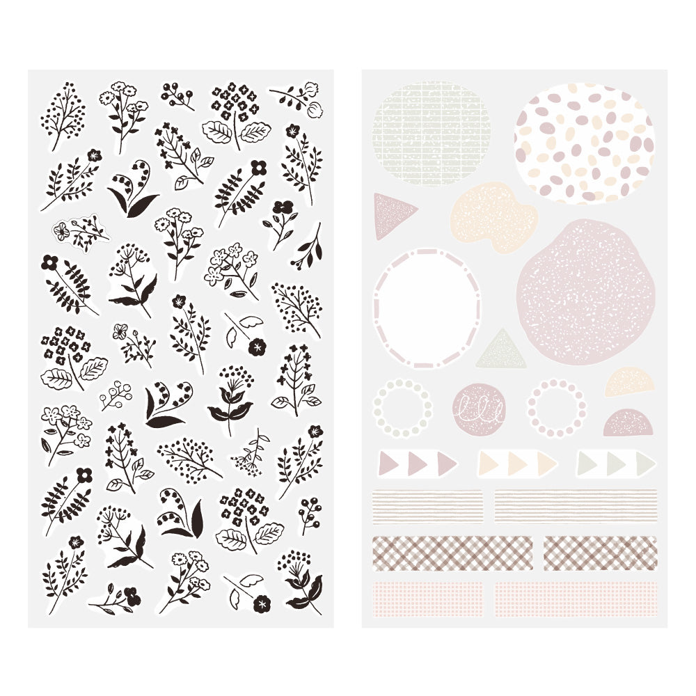 Midori Sticker 2642 (Two Sheets) - Monotone Flower — side view