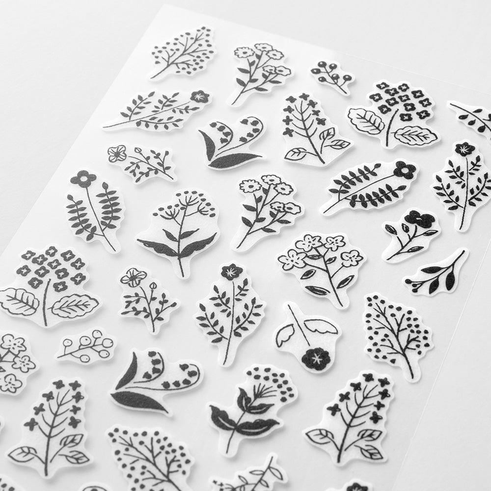 Midori Sticker 2642 (Two Sheets) - Monotone Flower — detail view
