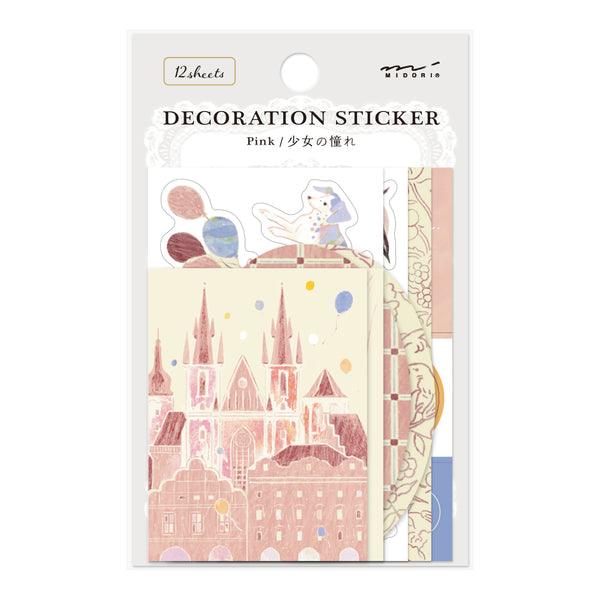 Midori Yuka Takamaru Decoration Stickers - Pink — front view