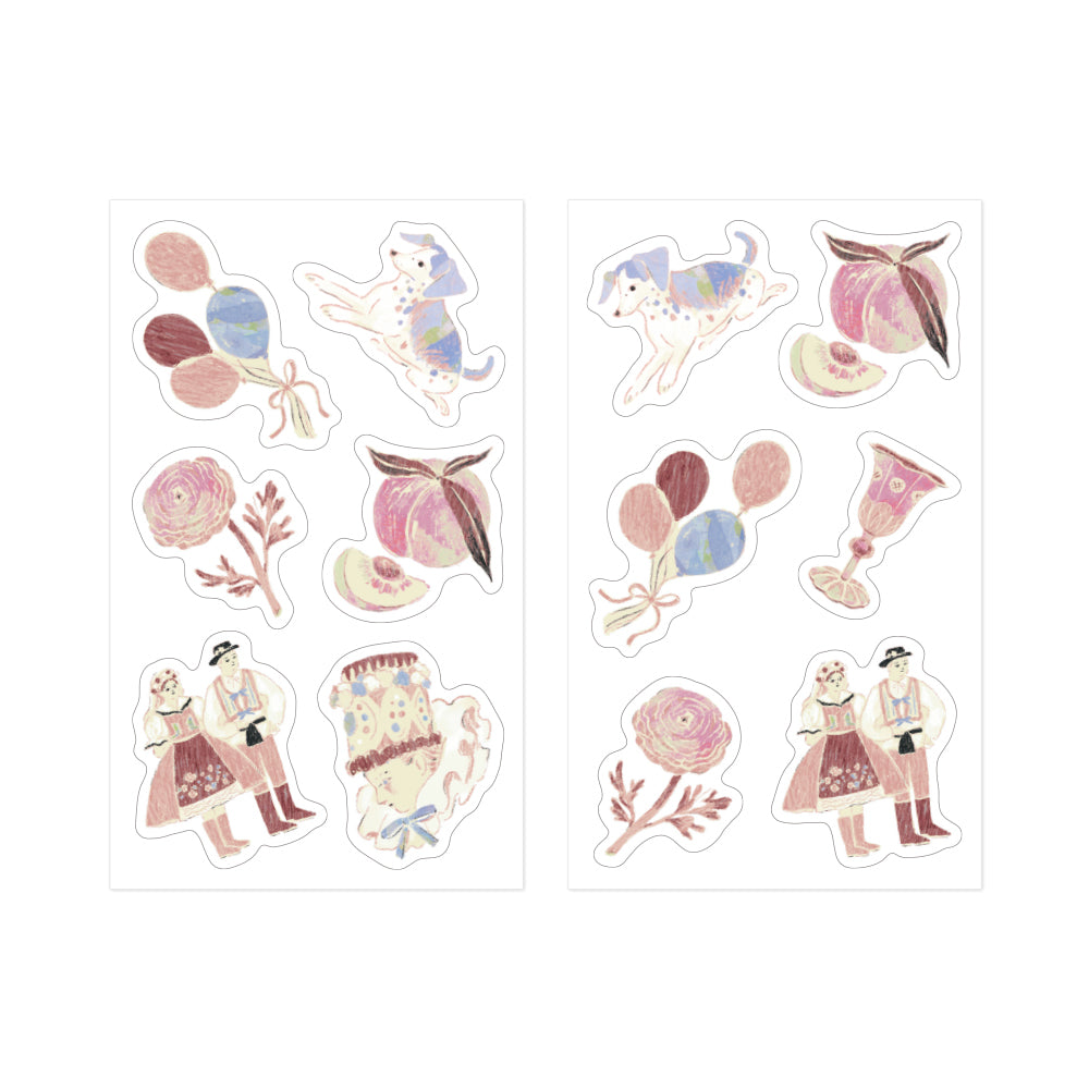 Midori Yuka Takamaru Decoration Stickers - Pink — side view