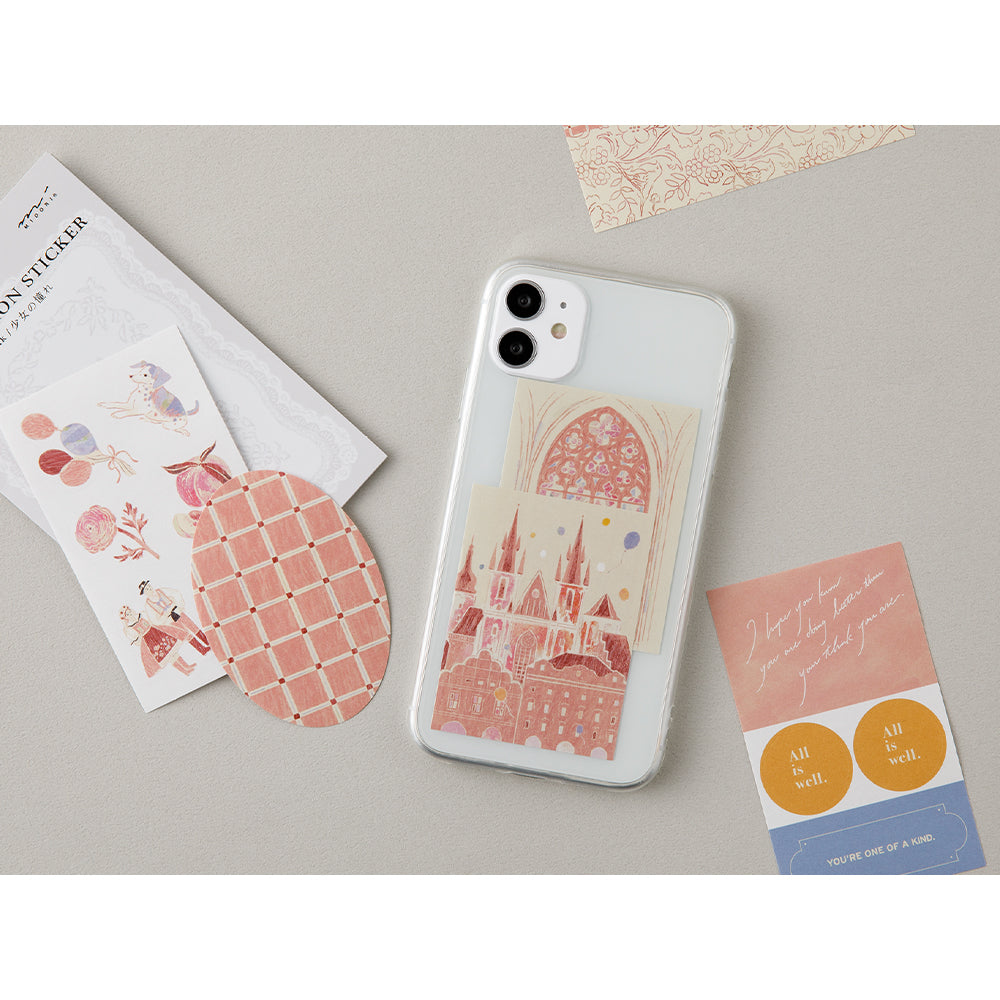 Midori Yuka Takamaru Decoration Stickers - Pink — angle view